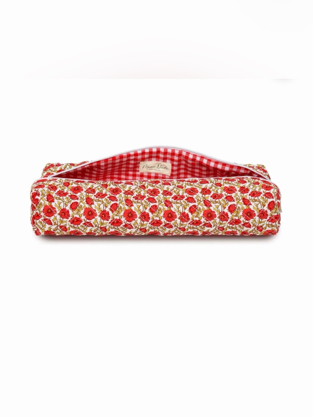 New moon nude hair tool bag Red poppyseed Floral Quilted Pouch